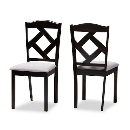 Baxton Studio Ruth Grey Upholstered and Espresso Brown Finished Dining Chair, PK2 149-8962
